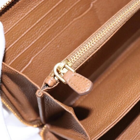 PRADA Long Wallet Leather Brown Gold Auth 133495 - Picture 14 of 16